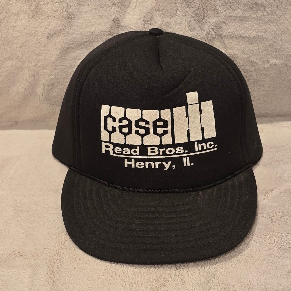 Vintage Case IH Read Bros Inc Henry IL Snapback Trucker Hat Black San Sun Cap